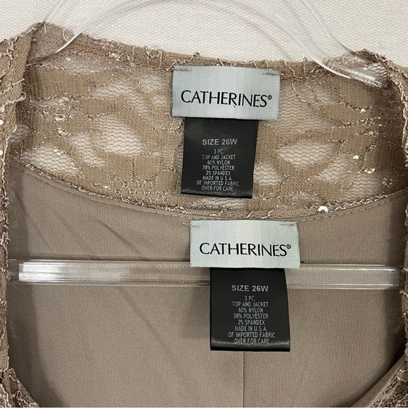 Set of Two Catherines Light Brown Sequins Cardigan and Top size 26W Formal - Picture 2 of 9